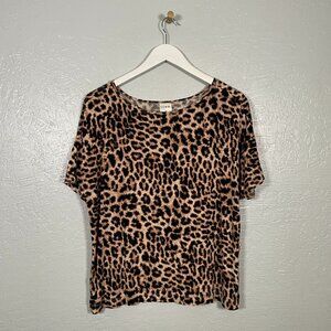 Soma Intimates Women M Animal Leopard Print Pajama Shirt Top Loungewear Cozy